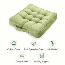 Tufted Garden Kitchen Chair Cushions With Handle Strap - Comfortable Dining Room & Kitchen Seat Pads For Enhanced Seating Enjoyment - Green - View 2