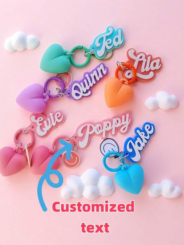 1pc Customized Acrylic Keychain With Any Text/Name, Personalized Gift For Kids, Girlfriend, Meaningful Present