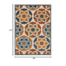 Moria Francesca Bright Multi Indoor/Outdoor Area Rug, Southwest Boho Geometric High-Low Pile Design, Weather-Resistant, - Multicolor - View 3