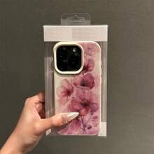 1 pièce Coque de téléphone TPU à motif floral aquarelle violet romantique compatible avec l'iPhone// téléphones portables