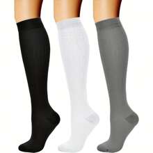 1 paire de chaussettes de compression pour la circulation sanguine unisexe, 15-20 mmHg, meilleur soutien pour les sports, la course, le cyclisme
