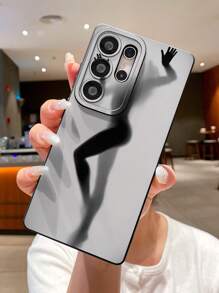 Neue Matt-Textur Handyhülle mit Silhouette Motiv, stoßfest, kratzfest, abriebfest schwarze TPU Soft-Schale, Kameraobjektiv-Schutz, kompatibel mit Apple, Samsung, Xiaomi, OPPO, VIVO