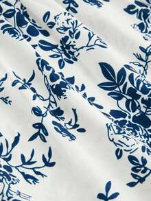 Vintage Floral Print Elastic Waist Ruffle Hem A-Line Skirt - trắng - Xem 4