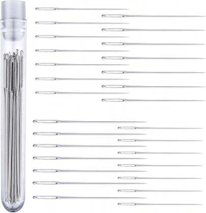 Big Eye Embroidery Needles Hand Sewing - Four Sizes Set Of 28 Large Eye Sewing Needles In Storage Tube2025