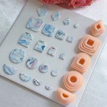 4Pcs/Set 4Sizes 0.5in/0.75in/1in/1.25in Rounded Square/Circle/Bria/Half Circle Organic Shape Polymer Clay Cutters Clay Supplies For DIY Earring Makings - Apricot - View 2