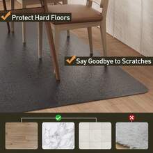 Area Floor Mat For Home, 4'*6' Large Black No Slip Waterproof Vinyl Area Rug For Under Dining Room Tbale, Spill Resistant Hard Floor Protector Cover, Easy Clean Splat Mat For Under High Chair - Black - View 6