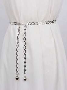 1pc Hollow Out Metal Waist Chain, Versatile - Gold - View 10