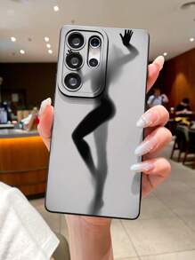 Neue Matt-Textur Handyhülle mit Silhouette Motiv, stoßfest, kratzfest, abriebfest schwarze TPU Soft-Schale, Kameraobjektiv-Schutz, kompatibel mit Apple, Samsung, Xiaomi, OPPO, VIVO