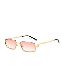 男女通用无框金属时尚眼镜，经典复古风格时尚眼镜，适合夏季派对、休闲街头摄影和节日礼物矩形色调 - 彩色 - 查看 9