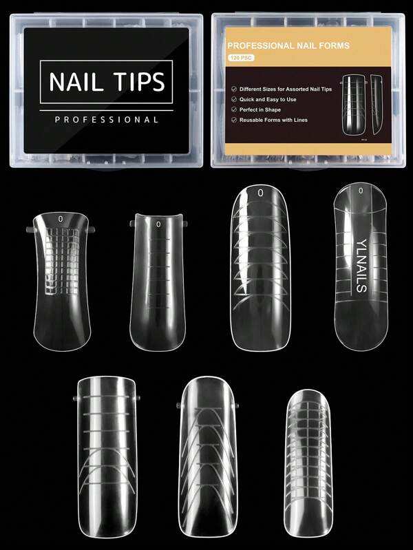 Molde de aumento de uñas, extensor de sin papel, extensor de fototerapeuta rápido, 100 piezas y 120 piezas en caja a elegir, módulo de uñas con escala