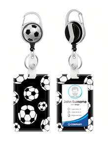 1pc Sports Style Football, Volleyball, Rugby, Basketball Pattern Lanyard Card Holder, Hard Shell ID Card Case For Bus Card, ID Card, Work Badge, Student Card, Exhibition Card, Event ID Badge, School Supplies, Back To School - Multicolor - View 9