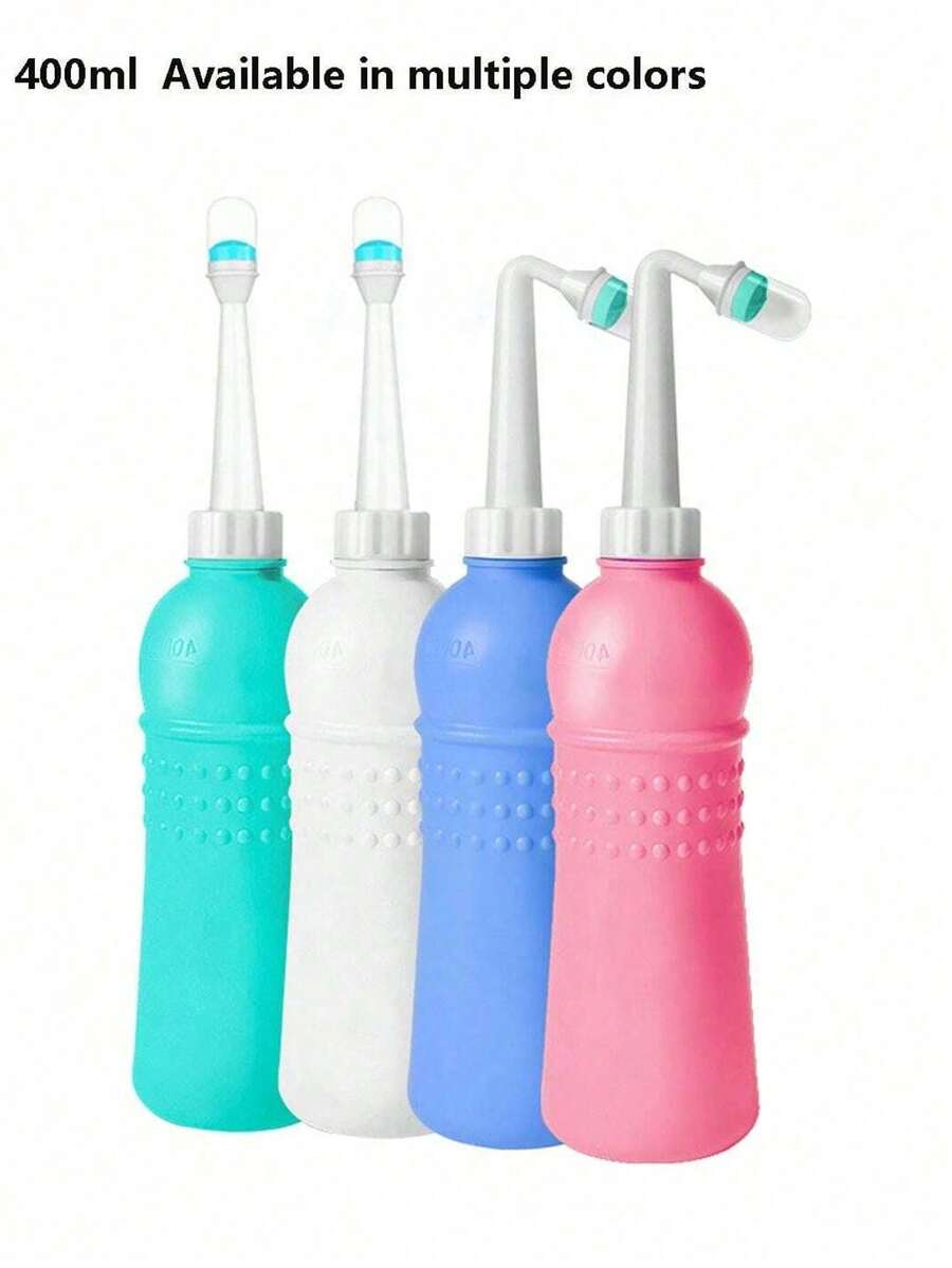 400毫升便携式冲洗器，旅行手持式冲洗器，带可调节喷嘴，迷你个人卫生清洁器，大容量水箱（默认弯喷嘴）