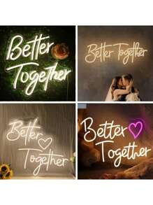 Enseigne au néon "Better Together" alimentée par USB, réglable, décoration murale, convient pour les mariages, la maison, les fêtes, les anniversaires, les cadeaux