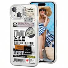 1 pieza Funda de teléfono a prueba de golpes de PMMA con estampado de etiqueta empalmada, funda de teléfono personalizada, disponible en múltiples colores