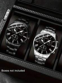 Ceasuri bărbătești de lux cu cuarț 4/2, cu curea din aliaj și piele, cadouri perfecte pentru școli, ceremonii de absolvire sau orice ocazie. Sunt foarte potrivite pentru a fi purtate de frați și sunt cadouri ideale pentru bărbați - potrivite pentru toate ocaziile.