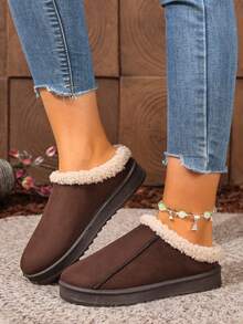 2025年新款冬季雪地靴，保暖室内拖鞋，厚实防滑仿毛内衬靴子，适合女士
