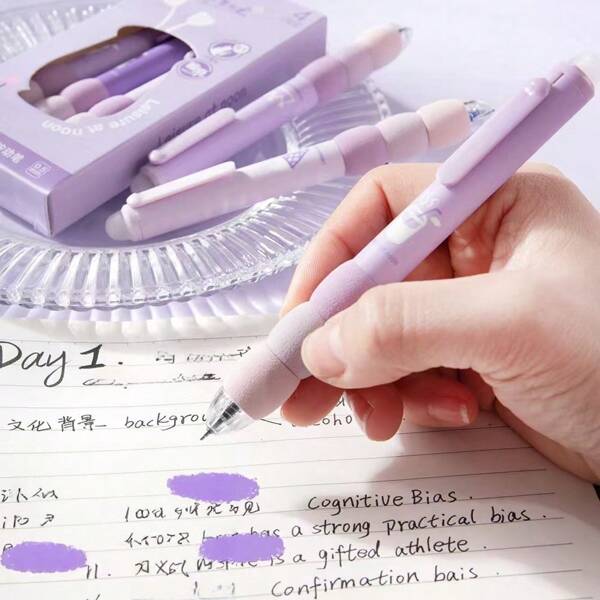 4pcs/Set Metal Retractable Ballpoint Pens, 0.5mm Erasable Rollerball Pens With Eraser Tips