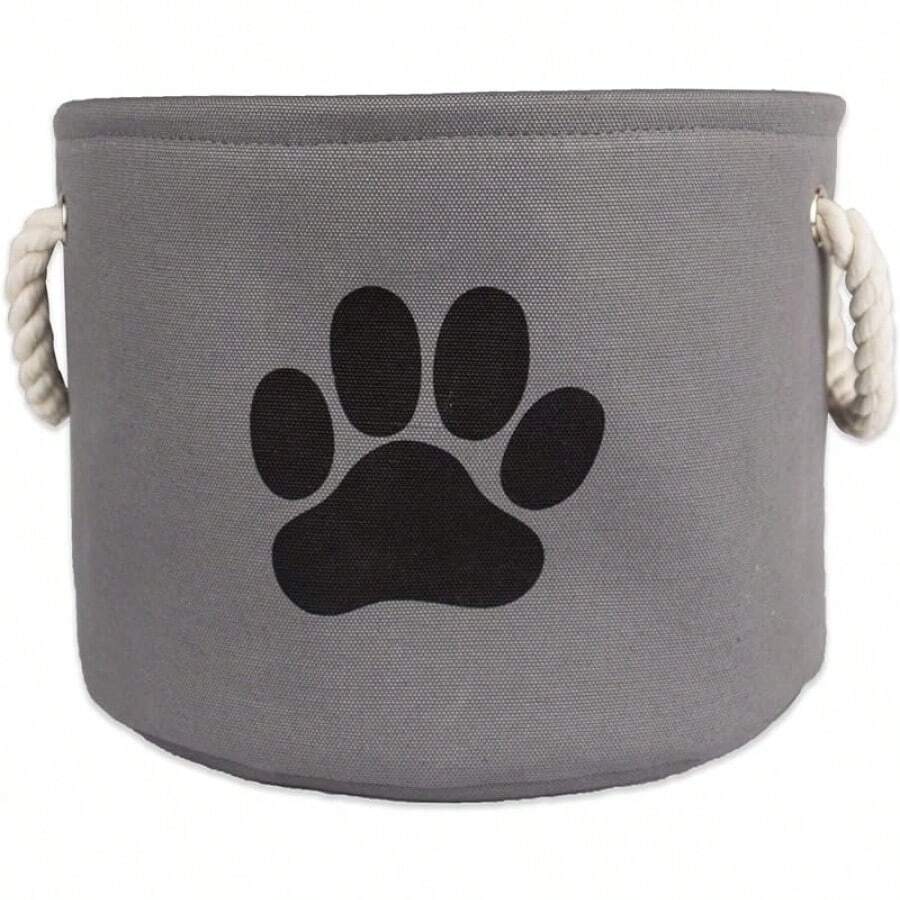 Bone Dry - Contenedor de almacenamiento de juguetes y accesorios para mascotas DII, cesta organizadora plegable para decoración del hogar, juguetes para mascotas, mantas, correas y comida, Paw Gris, rectangular Chico - Pata gris - Ver 1