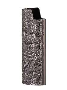 1 pieza Carcasa para encendedor con diseño 3D de Pixiu, apta para encendedor BIC J6 de tamaño completo: carcasa de metal fashion durable a prueba de explosiones, encendedor vintage minimalista a prueba de viento y duradero - Multicolor - Ver 12