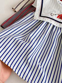 Infant & Toddler Girls' Korean Style Navy Collar Striped Dress, Summer