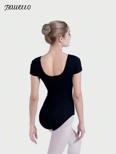 balletto Balalet Dance Costume; Female Short-Sleeved Black Leotard; One-Piece Adult Basic Training Outfit; Examination Professional Dance Outfit.