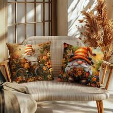 4PC Fall Forest Dwarf Throw Pillow Cover(17.71inx17.71in) Fresh And Simple Style, Comfortable Pillowcase, Modern Minimalist Style, Suitable For Office, Farm, Living Room, Sofa, Bedroom Furniture Decoration (Pillowcase Not Included) (One Side Printing)