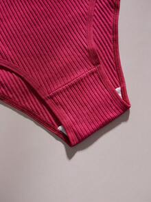 3 条装女士简约螺纹内裤居家舒适风格女士三角裤 - 彩色 - 查看 5