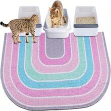 Unicorn Catcher Cat Litter Mat Quality Litter Box Mat Large Non-Slip Cat Litter Mat Litter Trapping Mat Soft Kitty Litter Mat Compatible Two Litter Boxes Cat Products Easy To Clean,Light Pink,XL - Pink - View 1
