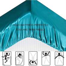 Satin Bed Sheets California King Size Sheets Set, Teal Silk Sheets, 4 - 1 - View 4