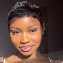 Elegant Woman's Short Layered Brazilian Human Hair Wig With 150% Density Glueless Short Bob Rose Net Cap Human Hair Wigs With Full Machine Made Suitable For Daily Use & Festival - Natural Black - 查看 7