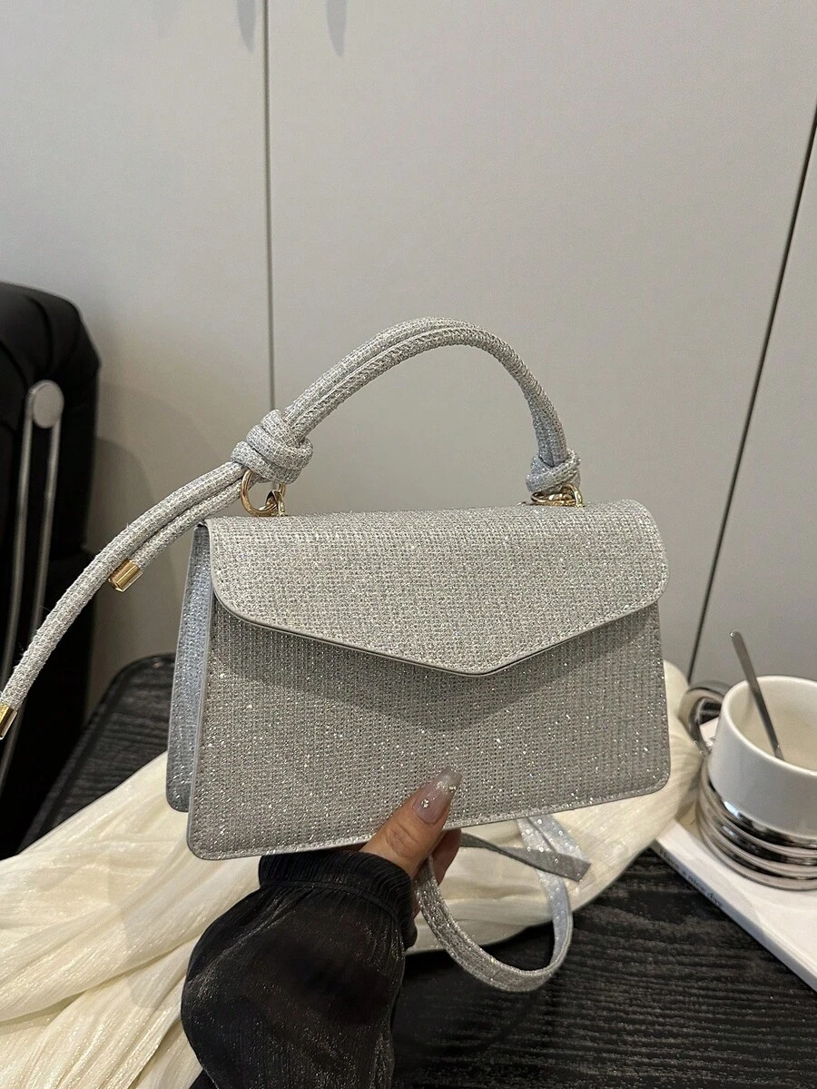 女士闪亮时尚方形手提包，适合派对和聚会