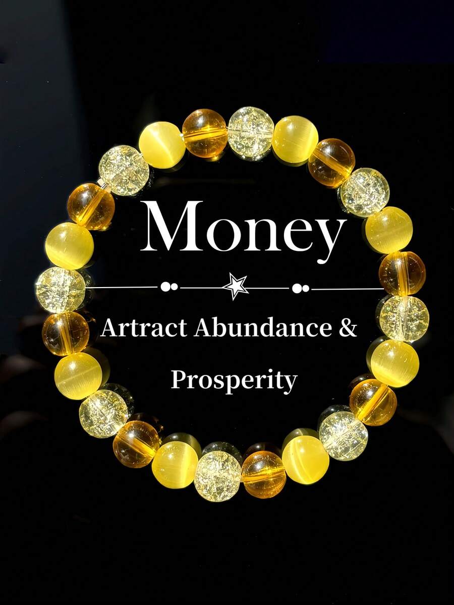 Attract Wealth Bracelet, Yellow Selenite & Citrine Abundance & Prosperity Bracelet, Luck And Success Yoga Meditation Jewelry For Women Men - Multicolor - View 1