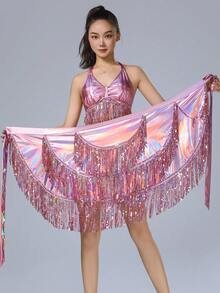 漆皮亮片流苏裙臀巾 | 肚皮舞狂欢派对拉丁舞腰链