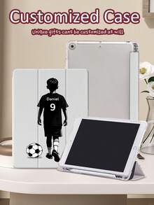 Ayotu Funda protectora personalizada para tableta con diseño de niño futbolista, compatible con la 10.ª generación, Air 11" (M2)-2024, Tab A7 Lite 8.7", con ranura para lápiz, tapa trasera transparente, ranura integrada para lápiz, soporte plegable de tres pliegues, compatible con la función de suspensión/activación magnética, personalizada para aficionados al fútbol, familia y amigos - Multicolor - Ver 6