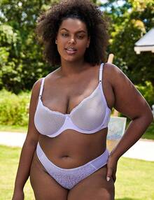 Women's Sexy 1/2 Cup Lace Bra Balconette Mesh Underwired Demi Shelf Bra Unlined See Through Bralettehalloween - Light Purple - 查看 8