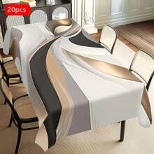 1 / 20 piezas Mantel moderno de lujo, mantel con diseño de rayas de múltiples colores, cubierta de mesa rectangular de poliéster, lavable a máquina, perfecto para decoración de primavera y verano, fiestas, cocina y uso al aire libre - regalo ideal para inauguración de casa y días festivos