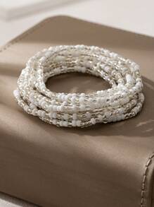 10pcs/Set Boho Chic Elastic Glass Seed Beaded Bracelets For Women, Handmade Jewelry (Quantity, Bead Size And Position Random)