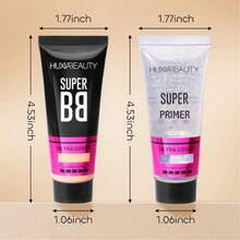 Set Super Primer y BB Cream 2 en 1 maquillaje profesional minimiza poros alta cobertura para piel grasa mixta base maquillaje efecto mate larga duración perfeccionador facial - Multicolor - Ver 6