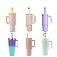 6pcs Silicone Straw Lids, Fit For 30/40oz Glass Cups & Thermoses, Dust-Proof & Easy Clean
