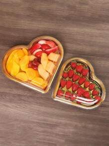 6 件心形塑料盖托盘 - 多用途大容量零食容器，适用于水果、寿司、蔬菜、沙拉和奶酪。托盘 - 透明设计，带金色边框 - 非常适合派对、节日和礼物 - 彩色 - 查看 10