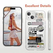 1 pieza Funda de teléfono a prueba de golpes de PMMA con estampado de etiqueta empalmada, funda de teléfono personalizada, disponible en múltiples colores