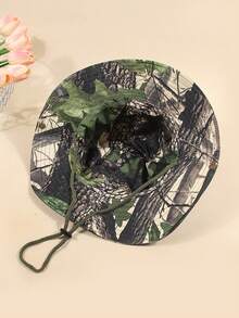 1pc Camouflage Sun Hat For Men, Suitable For Outdoor Daily Wear - Dark Green - View 3