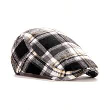 1pc Classic Plaid Beret Cap For Men, Casual Newsboy Hat Vintage British Style, Spring/Summer