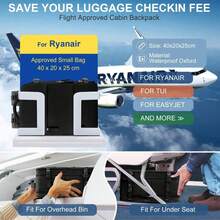 Balo du lịch Ryanair, Túi xách tay 40x20x25, Có thể mở rộng, Túi xách tay dưới ghế, Túi hàng không, Balo du lịch nữ, Balo thường ngày được chứng nhận hàng không, Balo hành lý ngoài trời Túi công tác cuối tuần có đầu ra USB Balo du lịch chống thấm nước cho nam - màu đen - Xem 7
