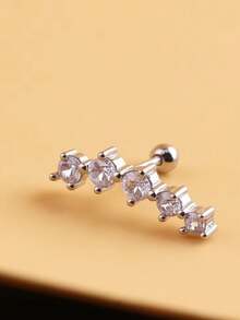 1pc Zirconia Pave Soft Cartilage Ear Stud Earring Piercing Jewelry - Yellow Gold - View 7