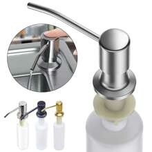 Dispensador de jabón para fregadero de cocina de acero inoxidable con botella, dispensador de jabón líquido, loción y detergente con bomba de presión manual para el baño