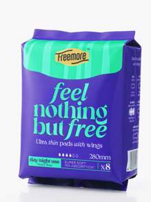 FREEMORE 24pc/ 48pc Freemore Ultra Thin Day/Night Use Sanitary Napkin(280mm),Free Is Thin, Soft And Absorbent,Just 0.07cm Thick For An Ultra-Thin Feel,Double "Instant Absorb Core" For 10x Absorption,Super Soft Sanitary Pads