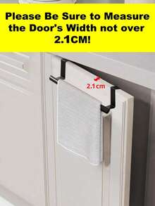 1 pieza Toallero extensible de acero inoxidable sin taladro, colgador sobre la puerta del armario de la cocina para trapos de cocina - Negro - Ver 3