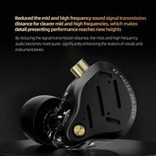 Monitor de oído en espiga Pisces de KZ, auriculares con cable alámbricos HiFi con 2 diafragmas dinámicos, interruptor de ajuste de 4 niveles, compatible con interfaz de 3.5 mm y Tipo C, cable de audio plateado doble para música, juegos y llamadas (edición de ajuste) - Edición Black-Tuning - Ver 6
