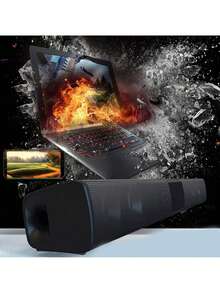 20W 无线环绕音响条形音箱 - 高功率无线扬声器，电视和家庭影院遥控器，可壁挂，支持 Aux、TF 卡、FM 收音机 - 黑色 - 查看 8